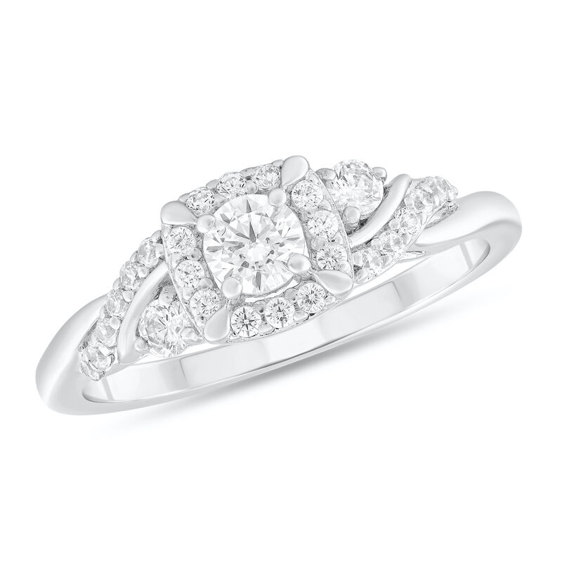 Round Diamond 1/2ctw. Halo Engagement Ring in 14k White Gold image number null